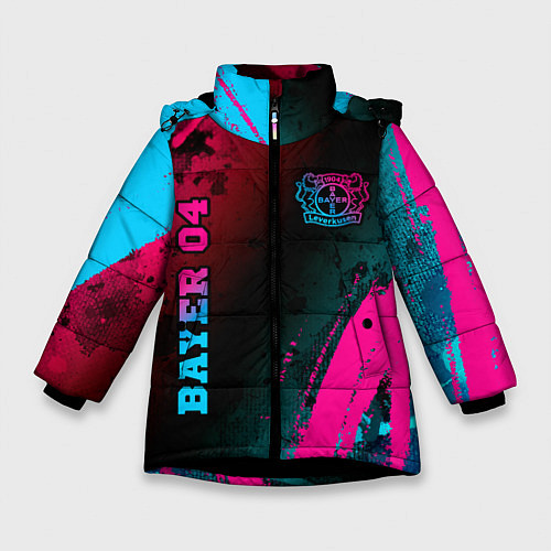 Зимняя куртка для девочки Bayer 04 - neon gradient вертикально / 3D-Черный – фото 1