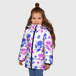 Куртка зимняя для девочки Цветочный узор из роз - паттерн, цвет: 3D-черный — фото 2
