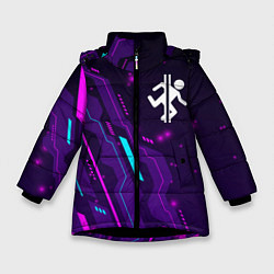 Куртка зимняя для девочки Portal neon gaming, цвет: 3D-черный