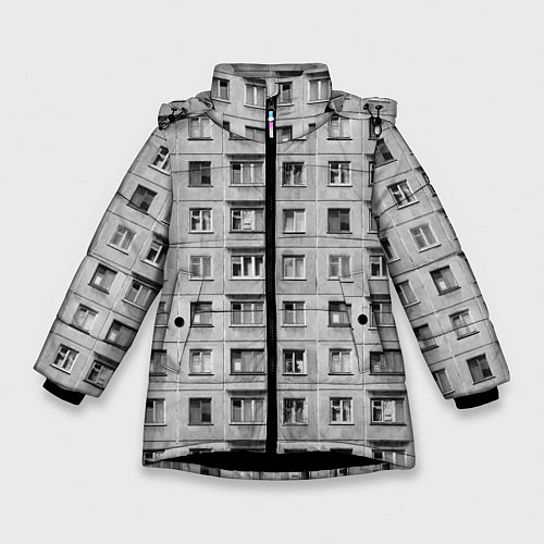 Зимняя куртка для девочки Эстетика хрущёвки / 3D-Черный – фото 1
