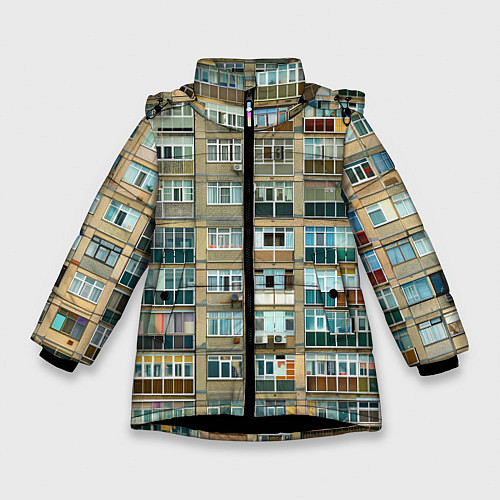 Зимняя куртка для девочки Панельный дом / 3D-Черный – фото 1