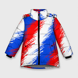 Куртка зимняя для девочки Триколор штрихи красок, цвет: 3D-светло-серый