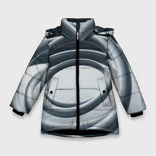 Зимняя куртка для девочки Серые кольца / 3D-Черный – фото 1