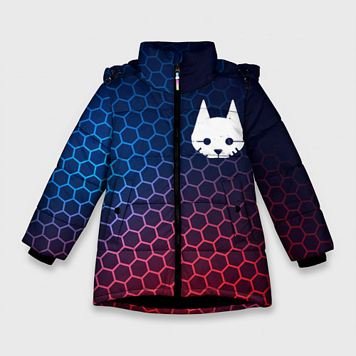 Зимняя куртка для девочки Stray неоновые соты / 3D-Черный – фото 1