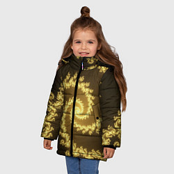 Куртка зимняя для девочки Желтая спираль фракталов, цвет: 3D-черный — фото 2