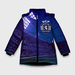 Куртка зимняя для девочки Sporting ночное поле, цвет: 3D-черный