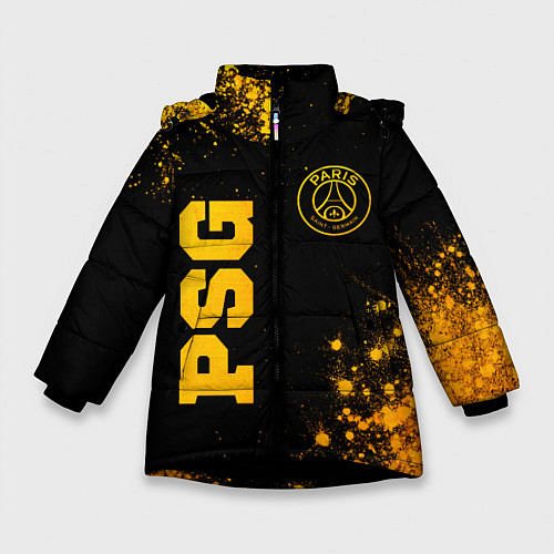 Зимняя куртка для девочки PSG - gold gradient вертикально / 3D-Черный – фото 1