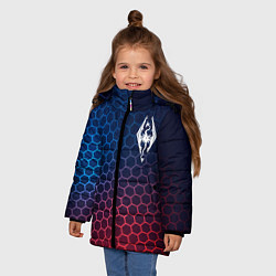 Куртка зимняя для девочки Skyrim неоновые соты, цвет: 3D-черный — фото 2