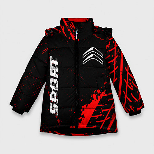 Зимняя куртка для девочки Citroen red sport tires / 3D-Черный – фото 1