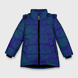 Зимняя куртка для девочки Камуфляж синий с зелеными пятнами