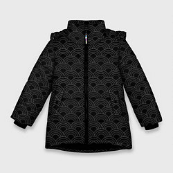 Куртка зимняя для девочки Японский черный орнамент, цвет: 3D-черный