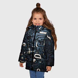Куртка зимняя для девочки Паттерн-узор из толстых линий, цвет: 3D-светло-серый — фото 2