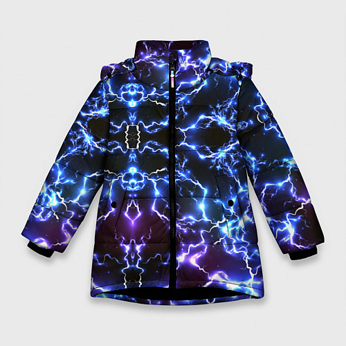 Зимняя куртка для девочки Электрический разряд / 3D-Черный – фото 1