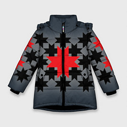 Куртка зимняя для девочки Этно серый, цвет: 3D-черный
