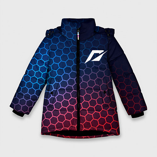 Зимняя куртка для девочки Need for Speed неоновые соты / 3D-Черный – фото 1