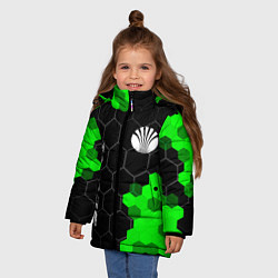 Куртка зимняя для девочки Daewoo green sport hexagon, цвет: 3D-черный — фото 2