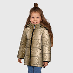 Куртка зимняя для девочки Коричневый градиент с узором, цвет: 3D-черный — фото 2