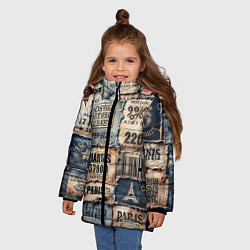 Куртка зимняя для девочки Пэчворк джинсы из Парижа, цвет: 3D-светло-серый — фото 2