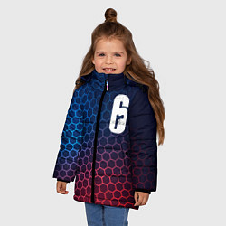 Куртка зимняя для девочки Rainbow Six неоновые соты, цвет: 3D-черный — фото 2