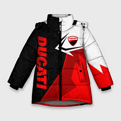 Куртка зимняя для девочки Ducati moto - красная униформа, цвет: 3D-светло-серый