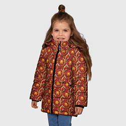 Куртка зимняя для девочки Паттерн СССР звезды, цвет: 3D-красный — фото 2