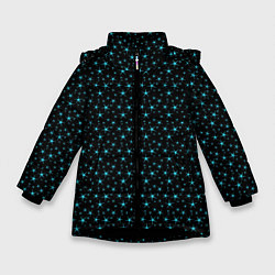 Зимняя куртка для девочки Чёрный с голубыми звёздочками паттерн
