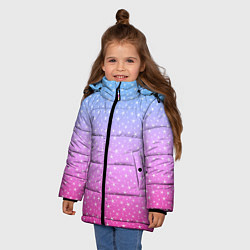 Куртка зимняя для девочки Звёздный градиент голубой и розовый, цвет: 3D-черный — фото 2