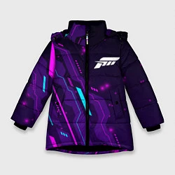 Куртка зимняя для девочки Forza Horizon neon gaming, цвет: 3D-черный