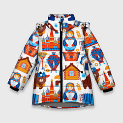 Куртка зимняя для девочки Русские народные традиции, цвет: 3D-светло-серый