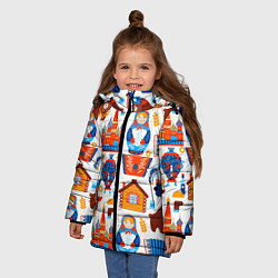 Куртка зимняя для девочки Русские народные традиции, цвет: 3D-светло-серый — фото 2