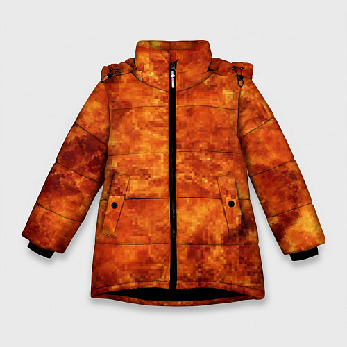 Зимняя куртка для девочки Пламя 8бит текстура / 3D-Черный – фото 1