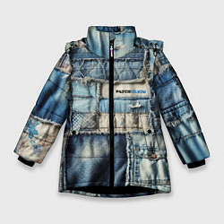 Куртка зимняя для девочки Patchwork denim - vogue, цвет: 3D-черный