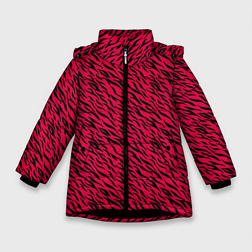 Зимняя куртка для девочки Яркий чёрно-розовый шкура / 3D-Черный – фото 1