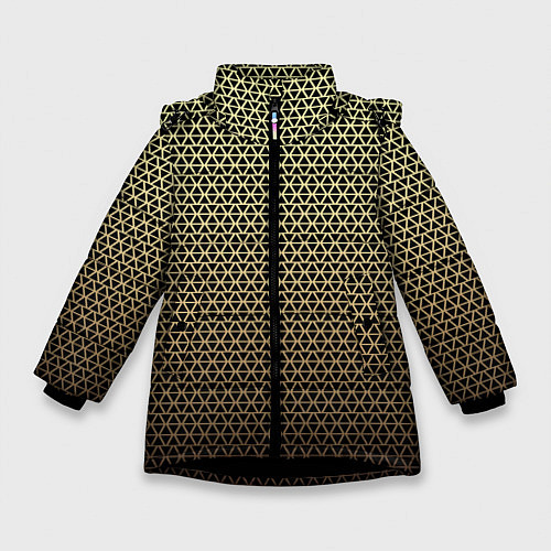 Зимняя куртка для девочки Паттерн чёрно-бежевый треугольники / 3D-Черный – фото 1