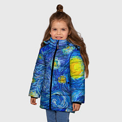 Куртка зимняя для девочки Мазки ван гога, цвет: 3D-светло-серый — фото 2