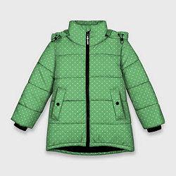 Куртка зимняя для девочки Светлый зелёный в маленький белый горошек, цвет: 3D-черный