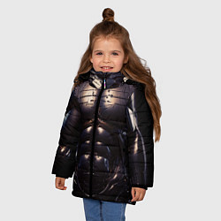 Куртка зимняя для девочки Экзоскелет робота киборга с накаченным торсом, цвет: 3D-черный — фото 2