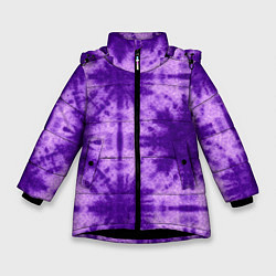Куртка зимняя для девочки Тай дай фиолетовый, цвет: 3D-черный
