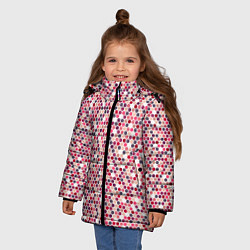 Куртка зимняя для девочки Паттерн соты розовый, цвет: 3D-черный — фото 2