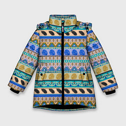 Зимняя куртка для девочки Полосатый тропический летний узор