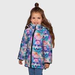 Куртка зимняя для девочки Фурри мордочки волчонка, цвет: 3D-черный — фото 2