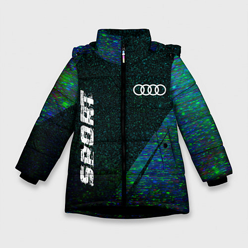 Зимняя куртка для девочки Audi sport glitch blue / 3D-Черный – фото 1