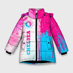 Зимняя куртка для девочки Chelsea neon gradient style по-вертикали