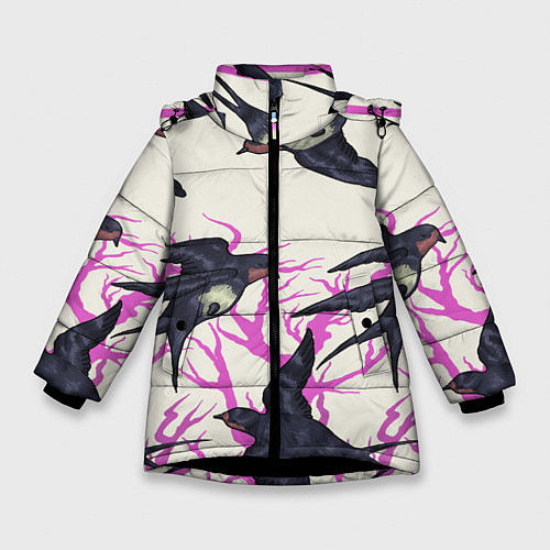 Зимняя куртка для девочки Migratory birds / 3D-Черный – фото 1