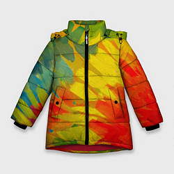 Куртка зимняя для девочки Абстракция цветение акрил, цвет: 3D-красный