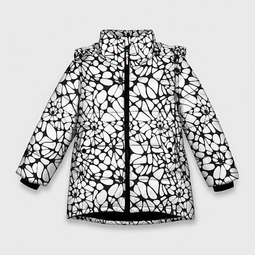 Зимняя куртка для девочки Абстрактный узор из звезд / 3D-Черный – фото 1