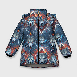 Куртка зимняя для девочки Волчки эпичный паттерн, цвет: 3D-светло-серый