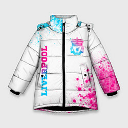 Куртка зимняя для девочки Liverpool neon gradient style вертикально, цвет: 3D-черный