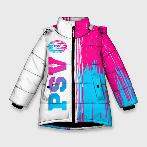 Зимняя куртка для девочки PSV neon gradient style по-вертикали / 3D-Черный – фото 1