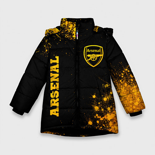 Зимняя куртка для девочки Arsenal - gold gradient вертикально / 3D-Черный – фото 1